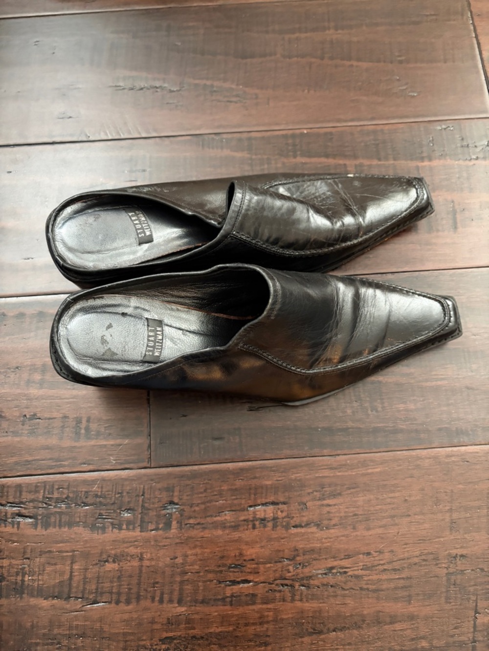 Stuart‎ Weitzman Mens Vintage Black Leather Pointed Slip On Mules A217759 - Picture 3 of 14